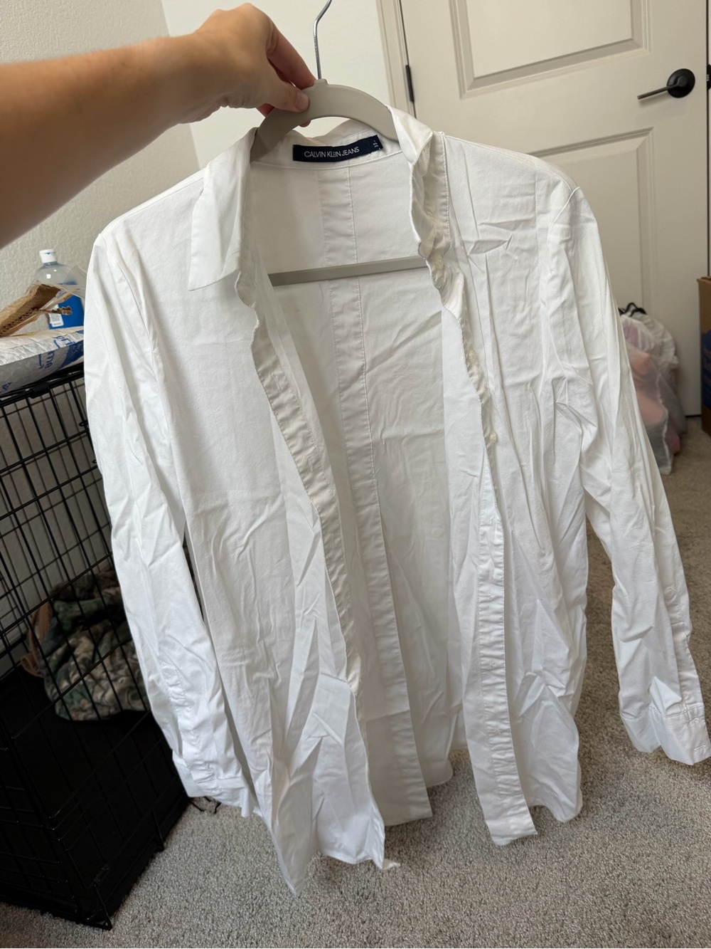Calvin Klein Jeans White Long-Sleeve Button-Front Shirt